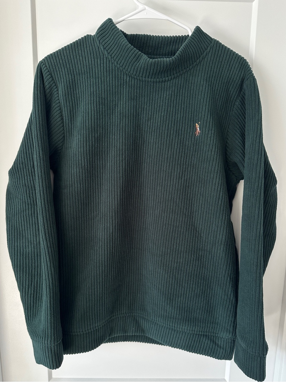 Polo Ralph Lauren Men’s Green Ribbed Mock- Neck Velour Sweater Size Medium